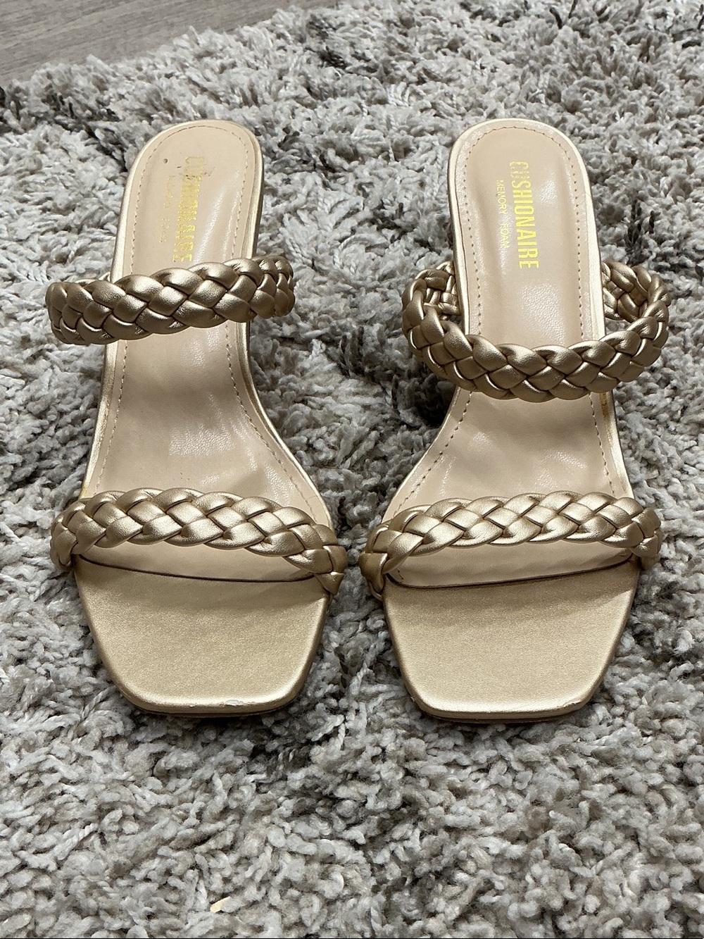 Cushionaire Gold Braided Strap Slide Sandals - Women's